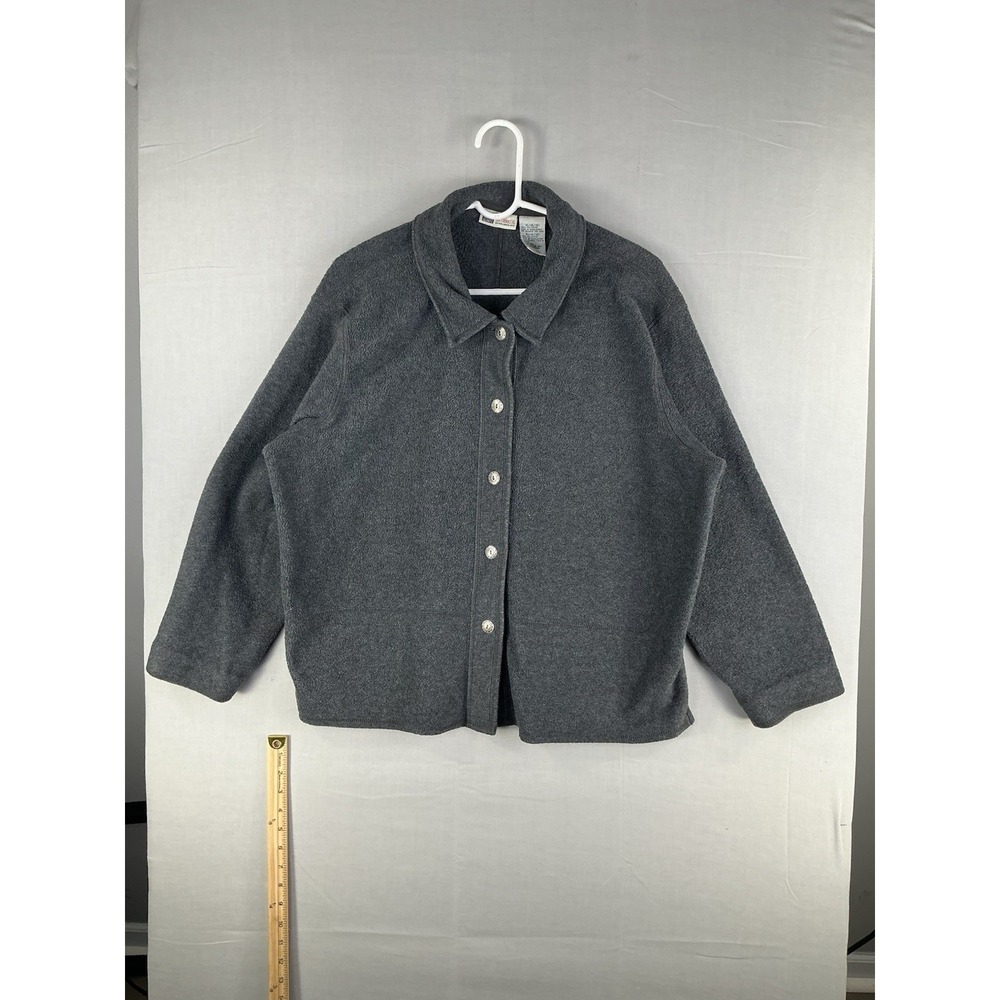 Faded Glory Womens‎ XL 16/18 Gray Fleece Button Front Jacket